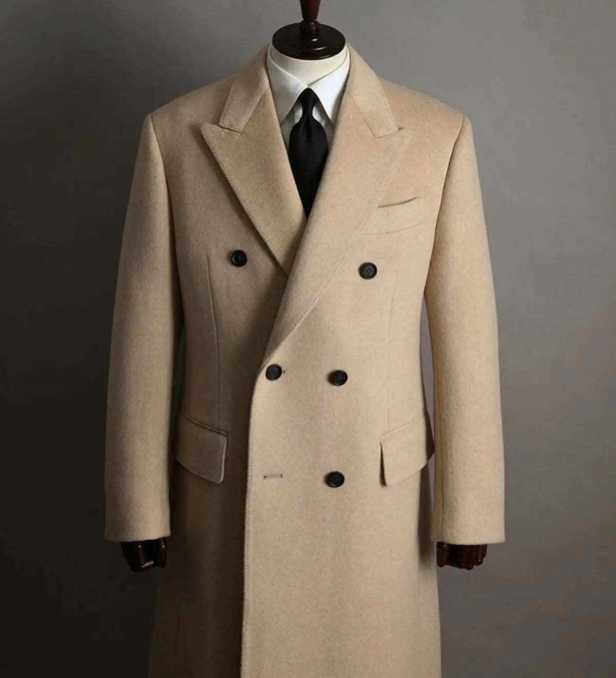 Autumn and Winter Boutique Woolen Long Coat Classic Solid Color Thick Warm Men's Jacket Custom Made