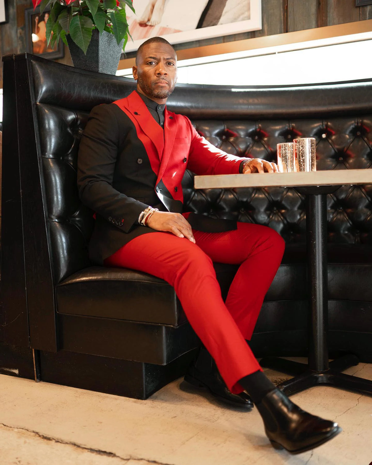 Fashion Contrast Colors Wedding Men Suits Tailor-Made Groom 2-Pieces Coat Pant Formal Occasions Party Singer Costume Made