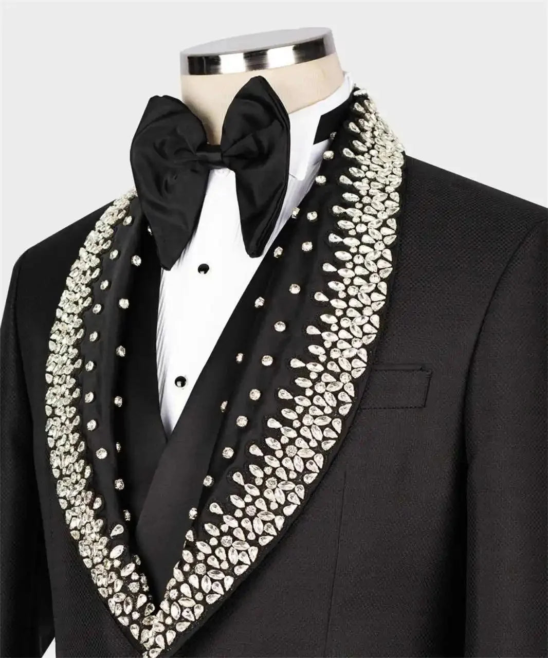 Luxury Wedding Groom Tuxedo with Crystal 3pcs Blazer Vest Pants Formal Party Business Host Birthday Tailor-made Men's Suits Set