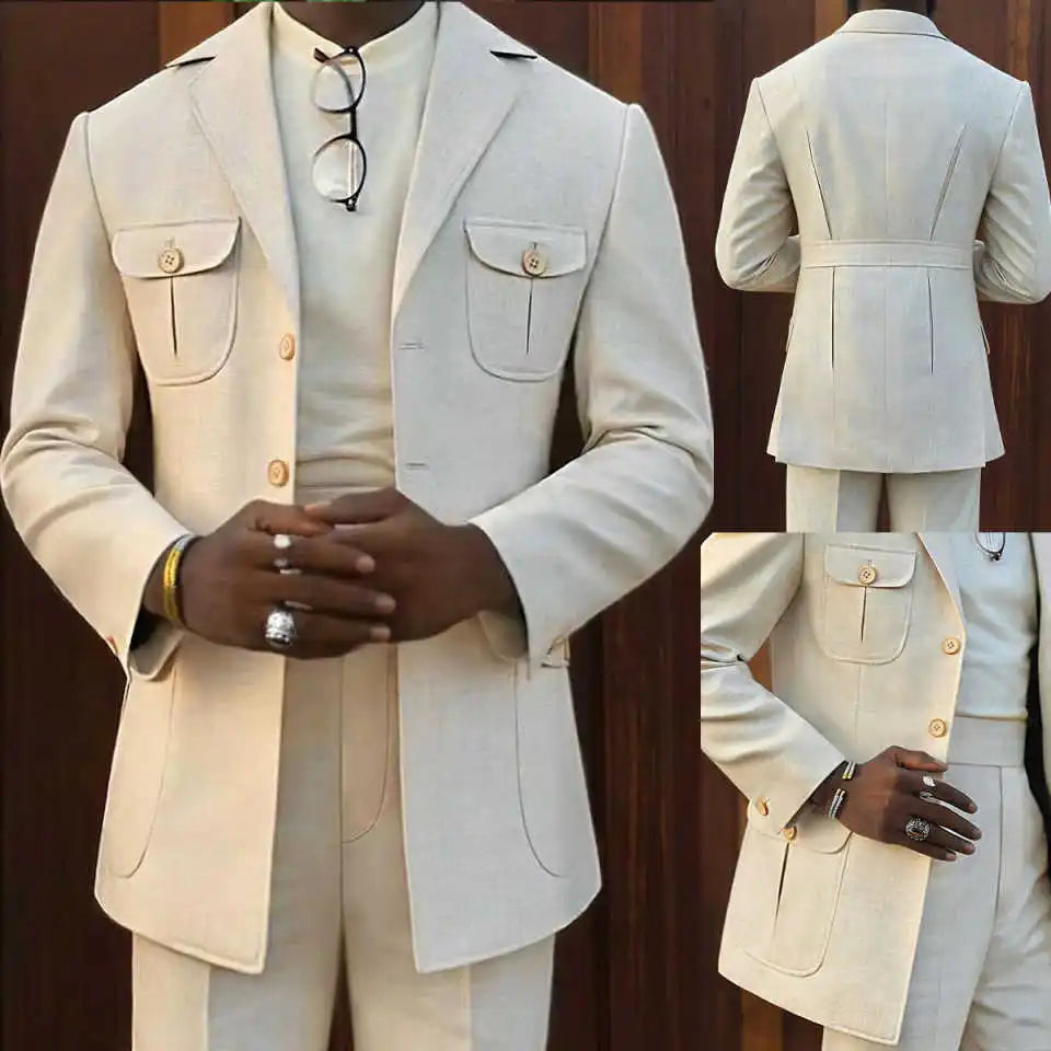 Men Wedding Suits Notched Lapel Tuxedos Single Breasted Groom Wear 2 Pcs Jacket Pants Evening Party Custom Made