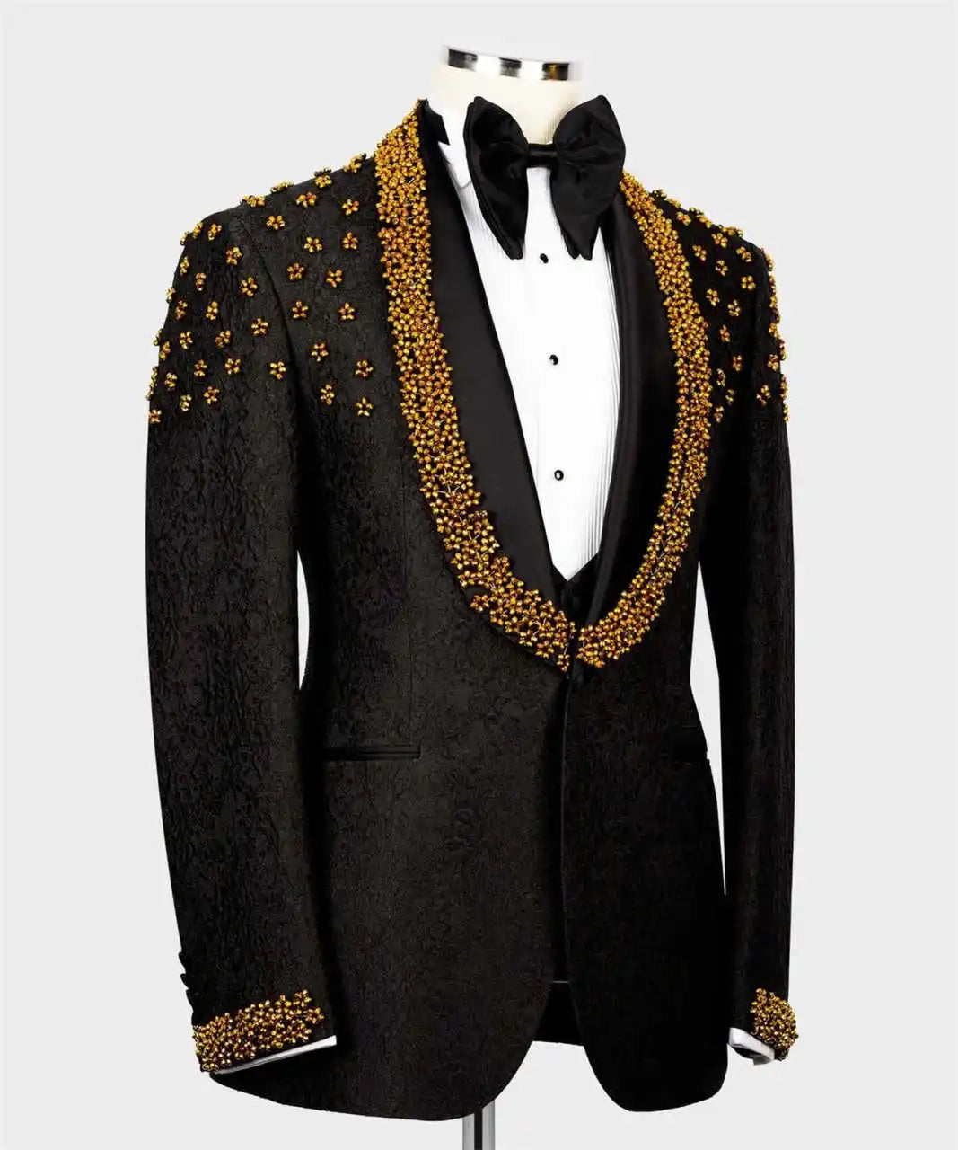 Luxurious Wedding Tuxedos 1 Piece Set Jacke Beaded Shawl Lapel  Men Suit Fashion One Button Evening Business  Blazers Customized