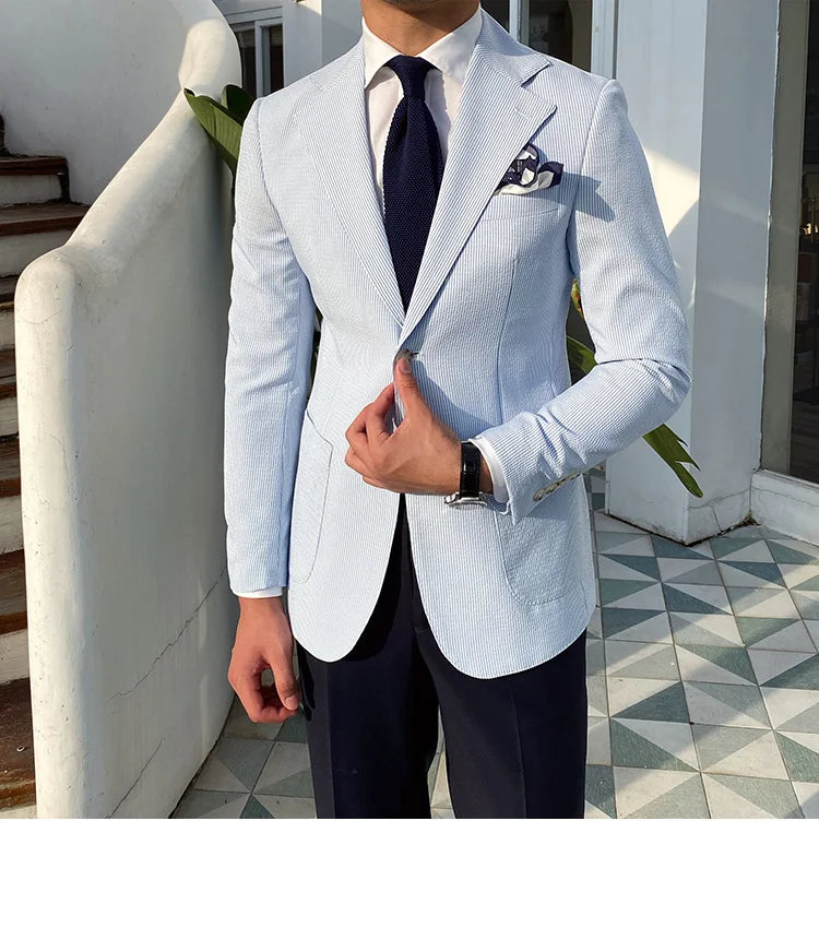 Traje de novio Royal Blazer para hombre, corte entallado, para fiesta, oficina, traje de un solo botón, chaqueta de traje para hombre, esmoquin para hombre 