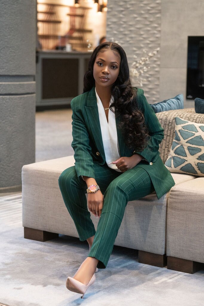 Mother Of The Birde Pants Suits Hunter Green Striped Street Celebration Blazer Set Evening Party Prom Wear 2 Pieces