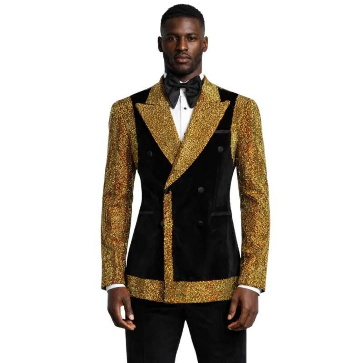 Shining Groom Wedding Tuxedos 2 Pieces Jacket Pants Peaked Lapel Double Breasted Party Prom Banquet Mens Jacket Customized