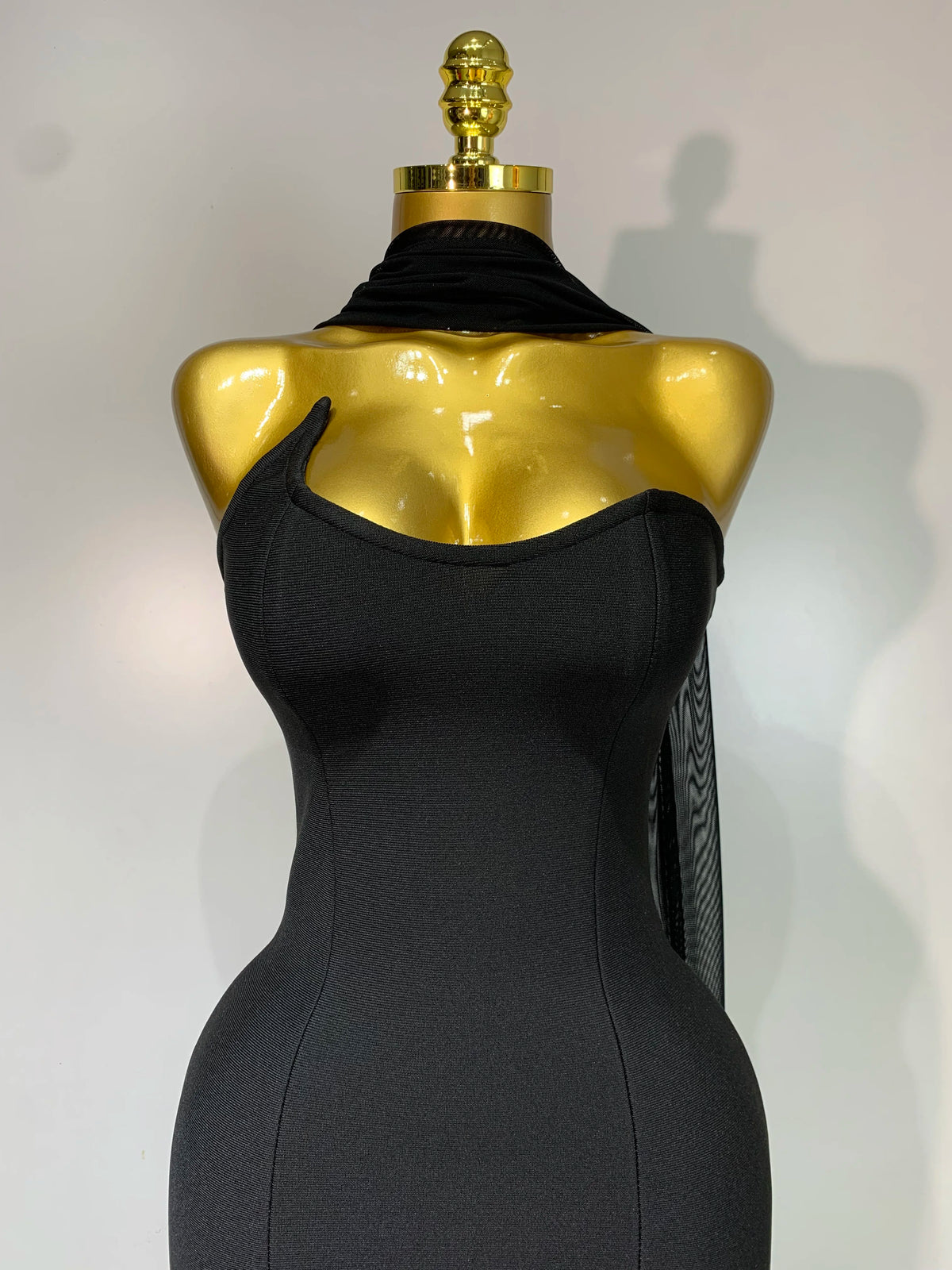Sexy Strapless Long Bandage Dress Black Mesh Patchwork Elegant Women Blackless Evening Party Gowns Bodycon Birthday Dresses