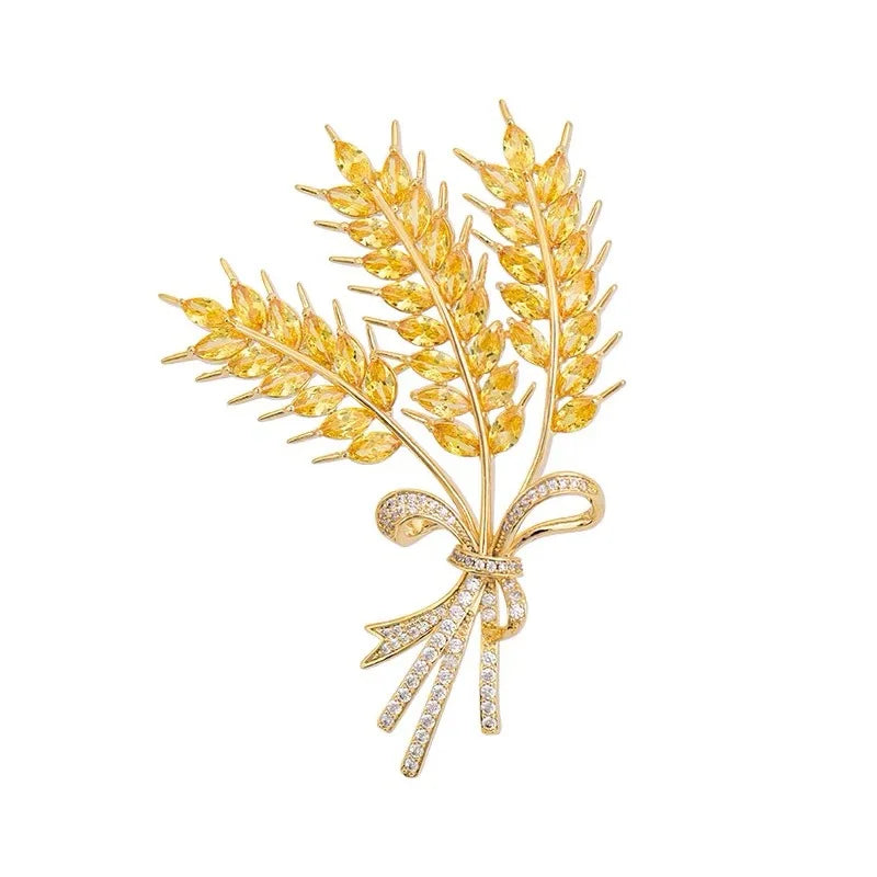 Exquisite Rhinestones Metal Golden Brooch For Women Men Suit Sweater Luxury Stylish Lapel Pins Jewelry Accessories Couple Gifts