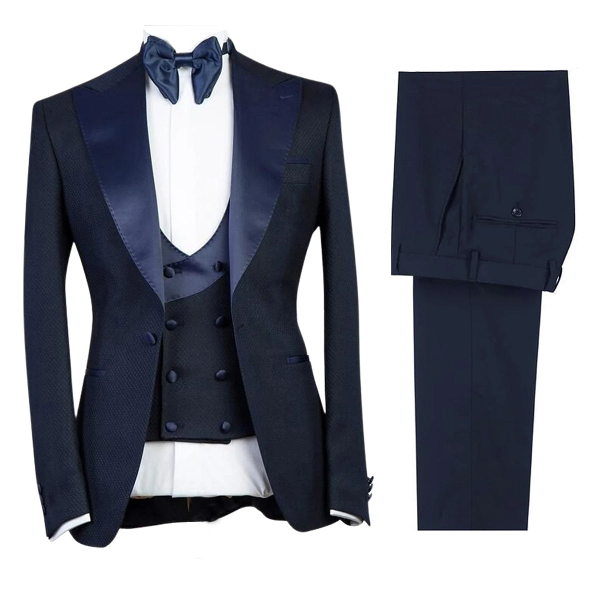 Men's Tweed One Button Suit Three Pieces Peak Lapel Tuxedos for Formal Party