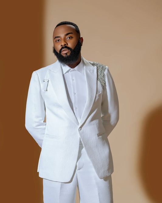 Men Suits Wedding Peaked Lapel Elegant Crystal Blazer Tailor-Made 2 Pieces Set Jacket One Button Groom Customized Coat Pants