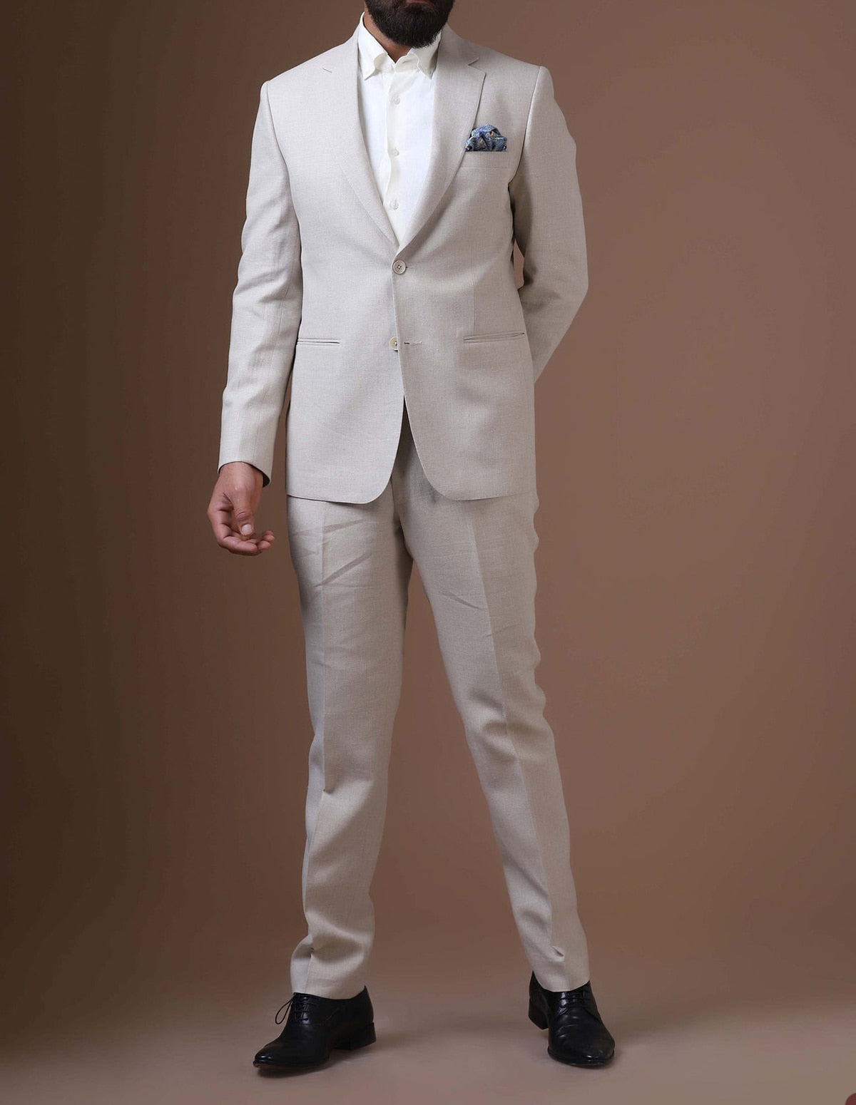 Traje caqui para hombre, 2 piezas, blazer, pantalón, botonadura sencilla, solapa de pico, esmoquin, traje moderno de negocios para novio de boda. 