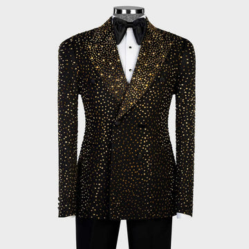 Luxury Beaded Diamond Tuxedo Men Suits 1 Piece Formal Wedding Groom Male Prom Blazers Peaked Lapel Party Homme Customized