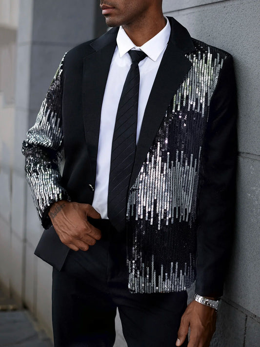 Chaqueta de traje para hombre con brillo circular, estilo informal, ideal para bodas, espectáculos callejeros, cenas, fiestas, regalos de vacaciones.