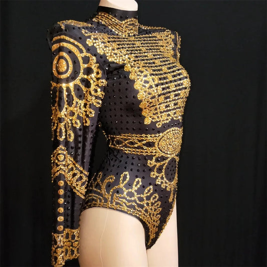 Costume de scène pour femme, combinaison extensible à franges, avec perles et diamants, idéale pour les soirées dansantes en boîte de nuit ou au bar