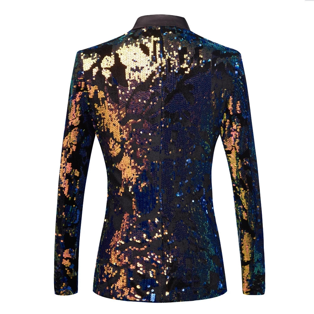 Conjunto de traje de chaqueta con lentejuelas para hombre, esmoquin de dos piezas para bodas y fiestas, elegante prenda formal con confección de alta calidad y diseño elegante.