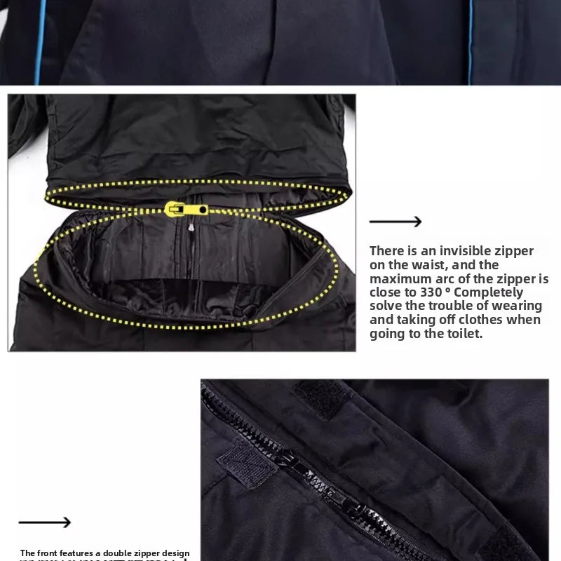 Thermal Winter Motorcycle Suit Men Thickened Cold Proof Workwear Fishing Outdoor Ice Fishing Overalls Jacket Motorcycle Suit