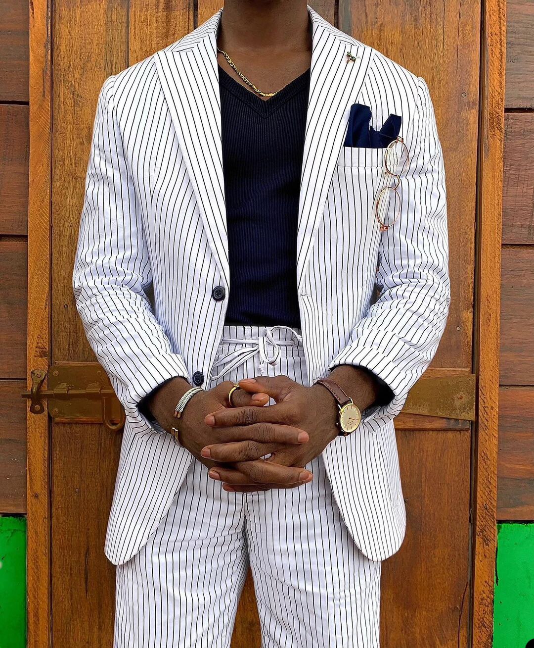 Stripe Men Suits With Two Pieces Jacket And Short Pants Belt Designer Casual Party Tuxedos