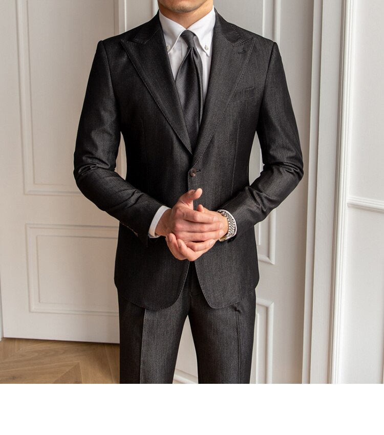 Wedding Suits For Men Solid Color Business Formal Casual Dress Suits 2 Pieces Office Work Party Prom Costume Homme