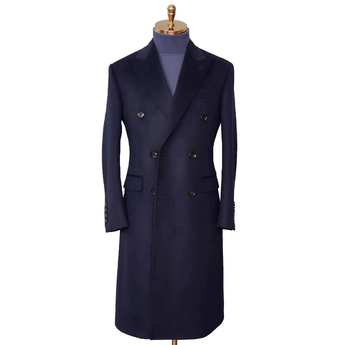 Classic Autumn Men Long Jacket Peaked Lapel Double Breasted Blazer Business Slim Fit Custom Made Only Coat