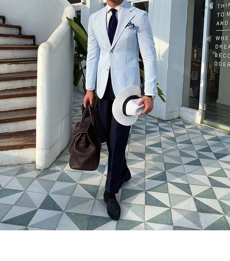 Traje de novio Royal Blazer para hombre, corte entallado, para fiesta, oficina, traje de un solo botón, chaqueta de traje para hombre, esmoquin para hombre 