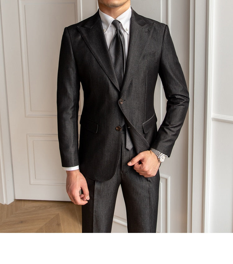 Wedding Suits For Men Solid Color Business Formal Casual Dress Suits 2 Pieces Office Work Party Prom Costume Homme