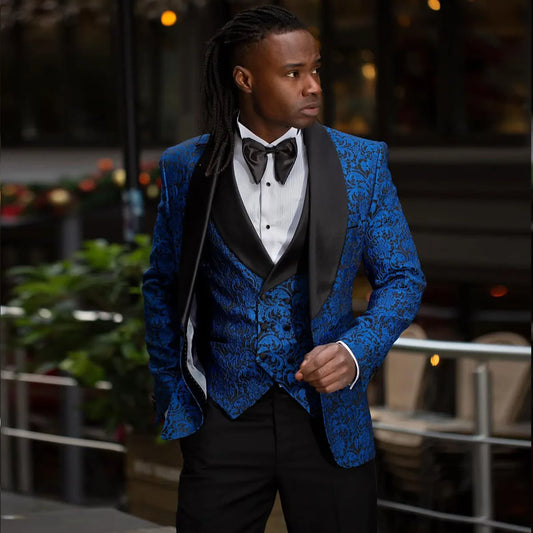 Customized High Quality Men Suit for Wedding Luxury 2 Pieces Sets Male Prom Blazer Sparkly Beaded Trajes Para Hombre