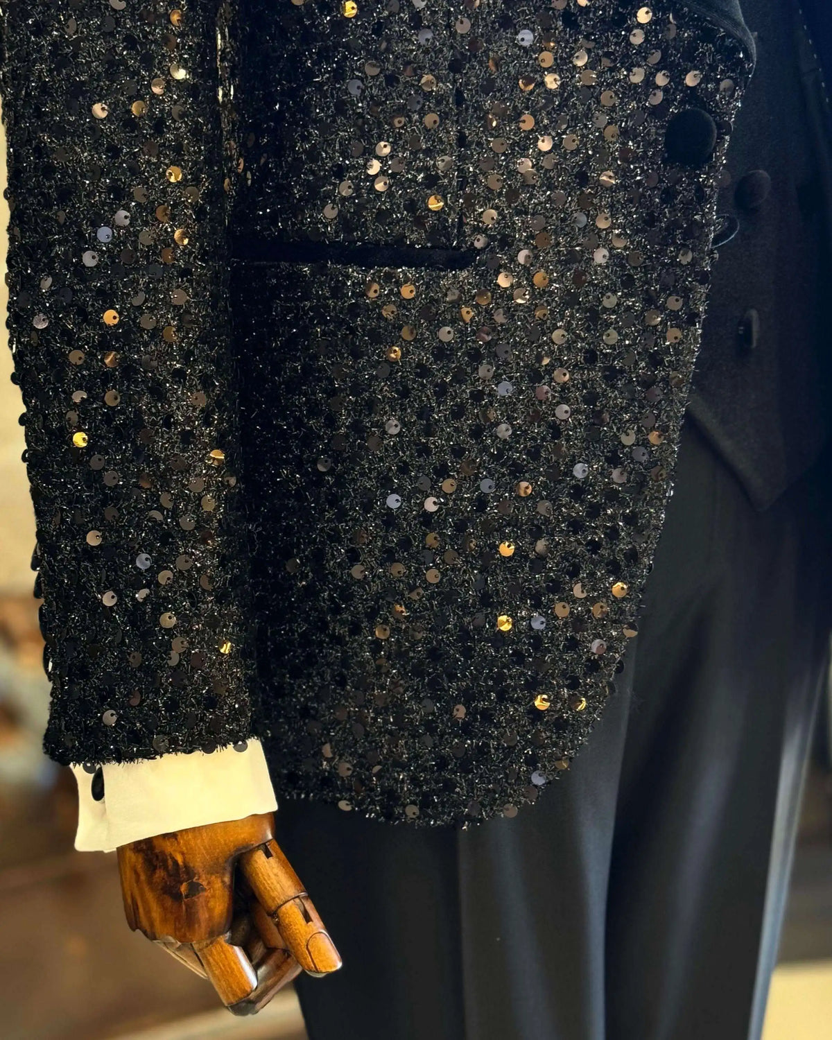 Costume 2 pièces en velours à paillettes pour homme, veste et pantalon à un bouton, revers châle, pour mariage, fête d'anniversaire, bal de promo, tenue de marié formelle