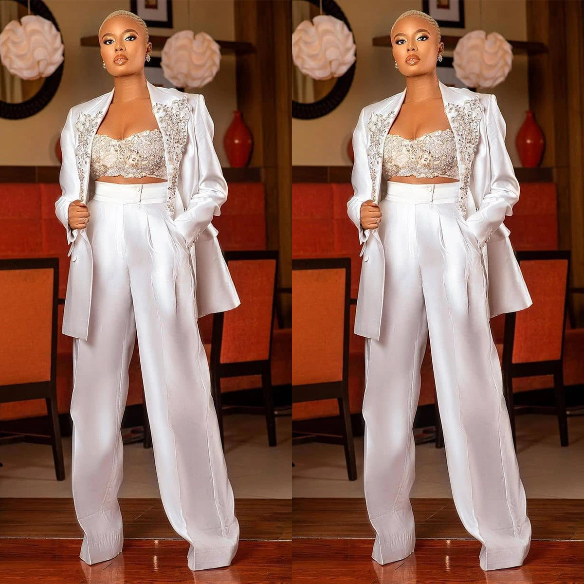 Robes sexy pour femmes, superbes robes de soirée à revers pointus, veste croisée sur mesure, ensemble 3 pièces