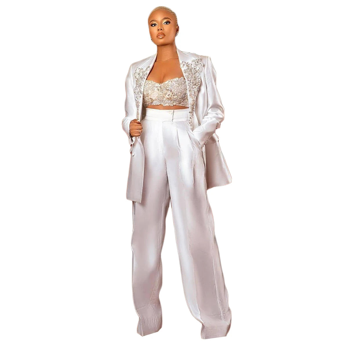 Robes sexy pour femmes, superbes robes de soirée à revers pointus, veste croisée sur mesure, ensemble 3 pièces