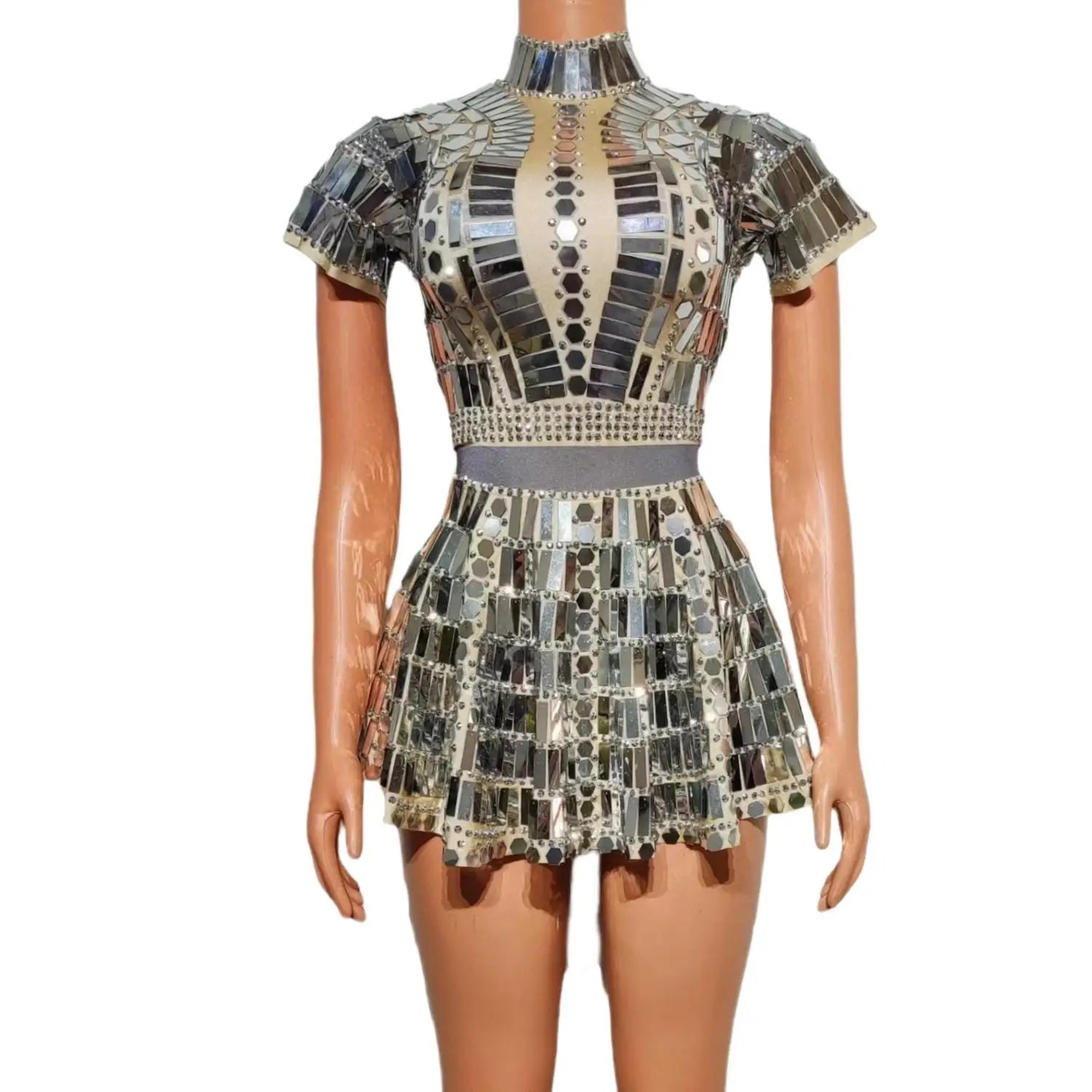 Robe de soirée courte à paillettes scintillantes pour femme – Tenue de fête d'anniversaire et de spectacle en boîte de nuit 