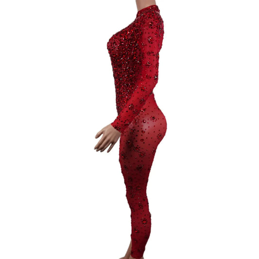 Combinaison sexy et magnifique avec strass, collants à manches longues, pour discothèque, chanteur, DJ, vêtements de scène 