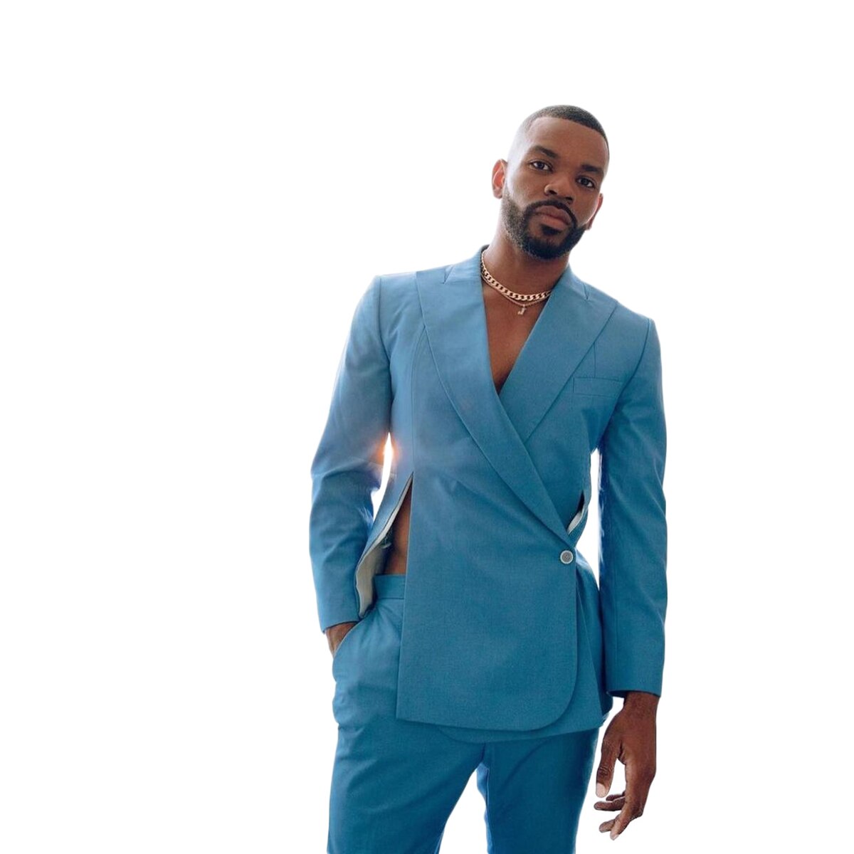 Trajes de boda sexys divididos para hombre, caballero, nuevo, con hebilla lateral, a medida, para novio, 2 piezas, para cantante, ocasiones formales, fiesta, disfraz hecho a medida. 