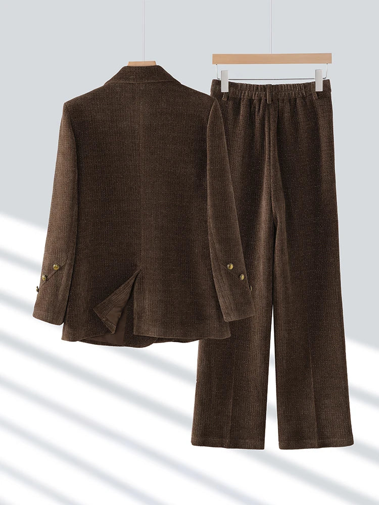 Ensemble 2 pièces pour femme, veste, blazer et pantalon, tenue de bureau, rose, café, noir