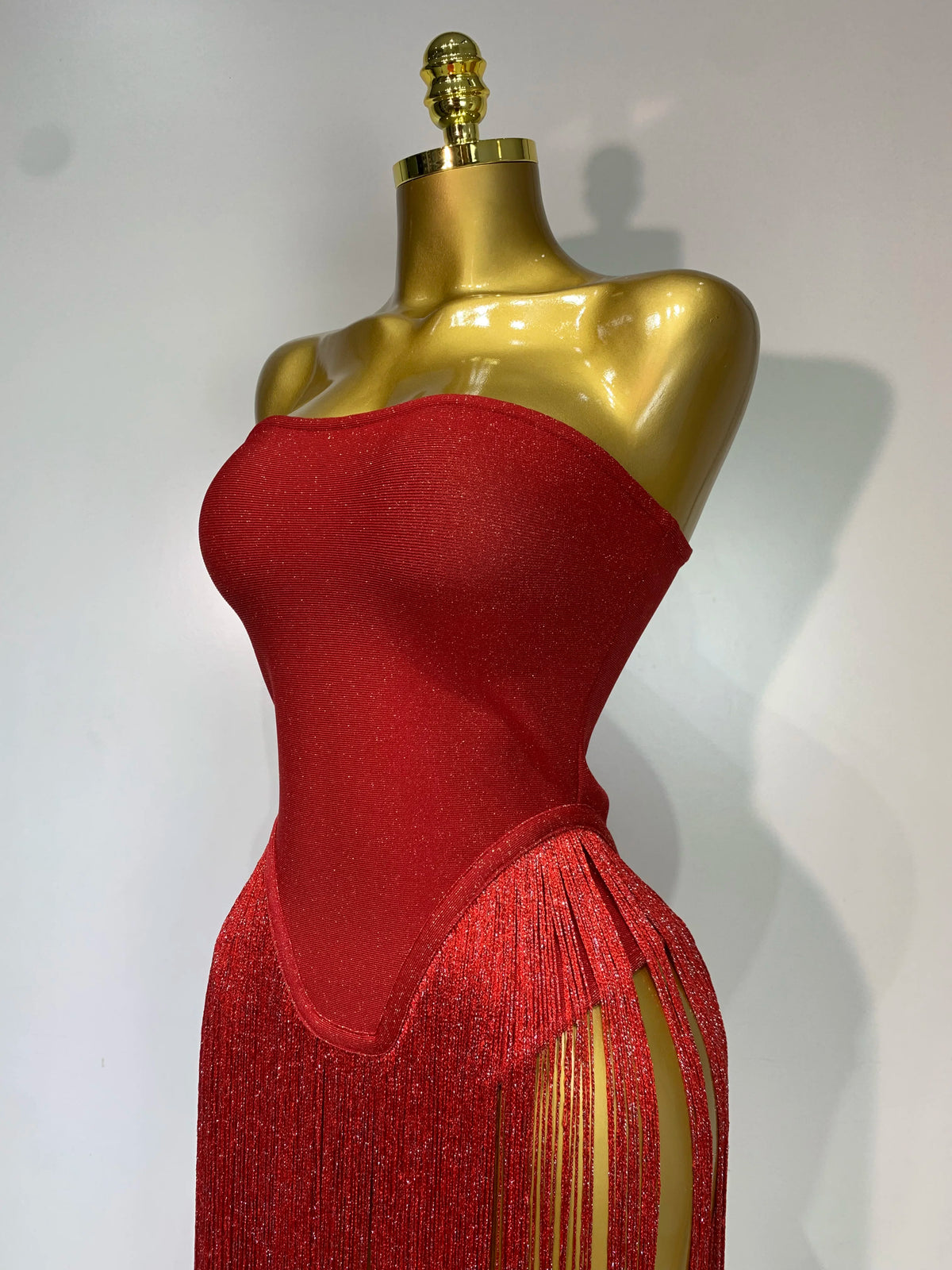 Design Long Tassel Patchwork Strapless Bandage Bodysuit Women Sexy High Street Evening Party Nightclub Hotwife Outfit