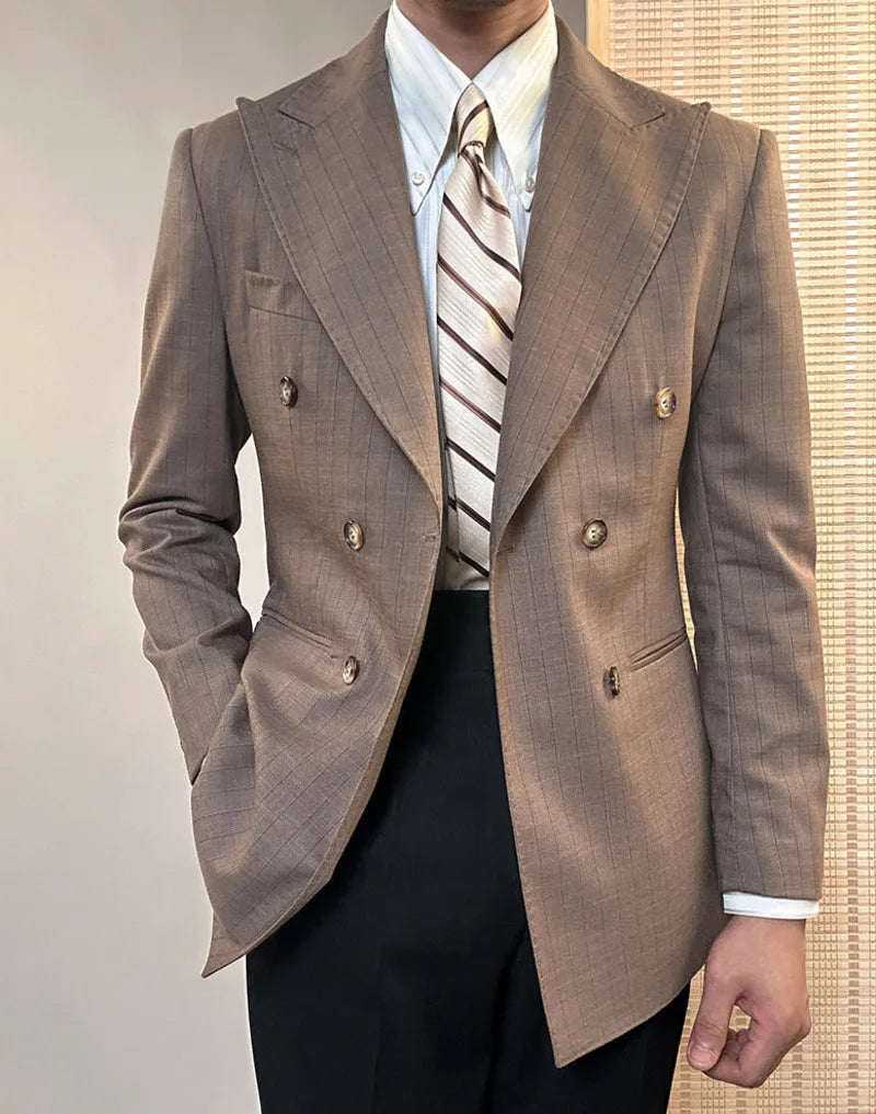 Costume de mariage pour homme, costume formel décontracté à double boutonnage, 2 pièces, pour bureau, travail, fête, bal de promo
