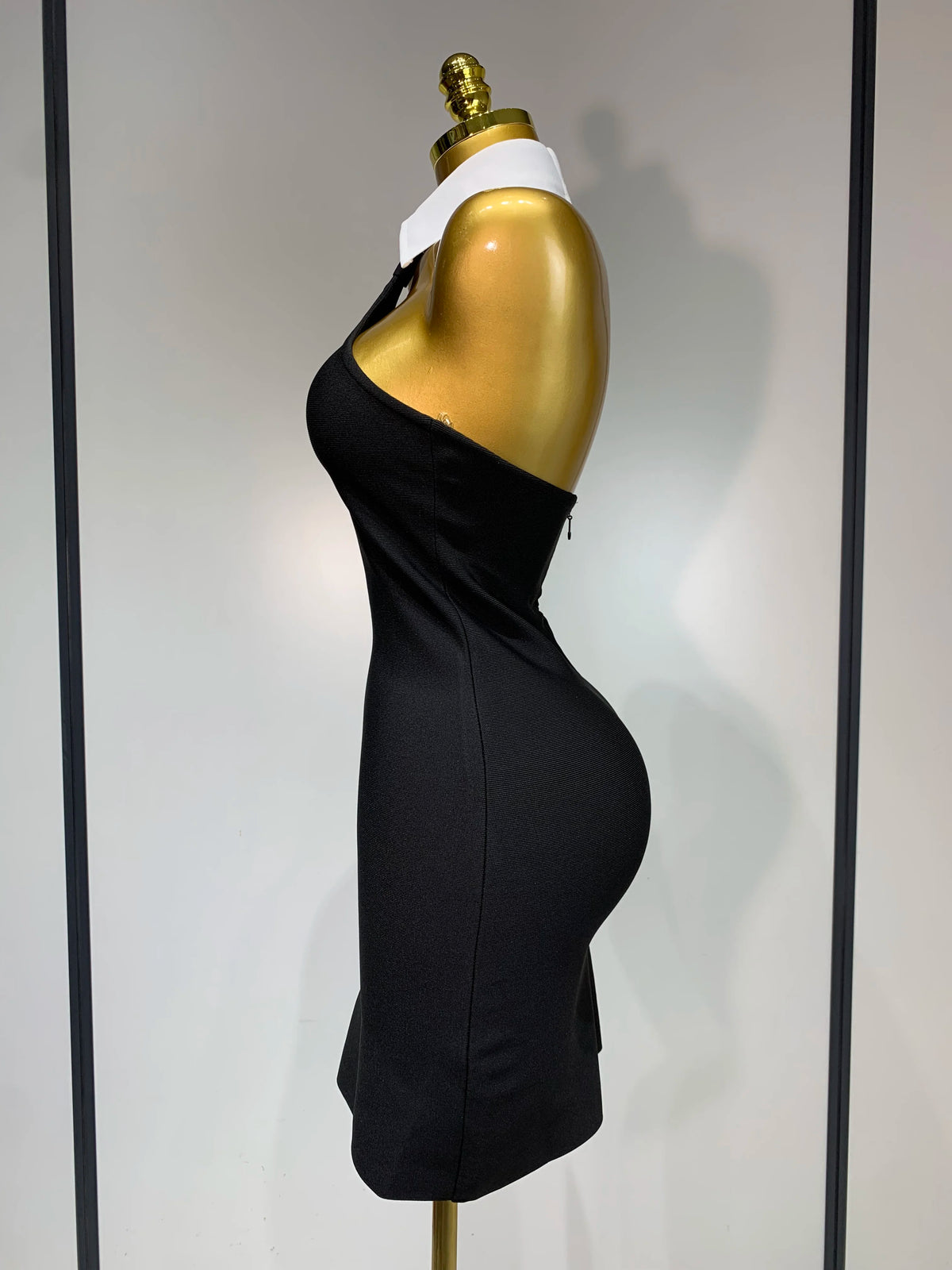 Women Sexy Backless White Shirt Collar Black Mini Bodycon Bandage Dress Elegant Evening Club Party Luxury Birthday Dresses