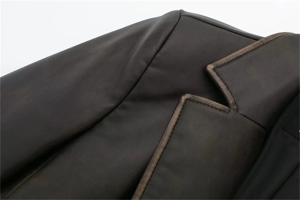 Winter Leather Women Suit Long Blazer with Belt Clothes Female Overcoat Business Work Wear Jacket Casual Hot Girl Coat