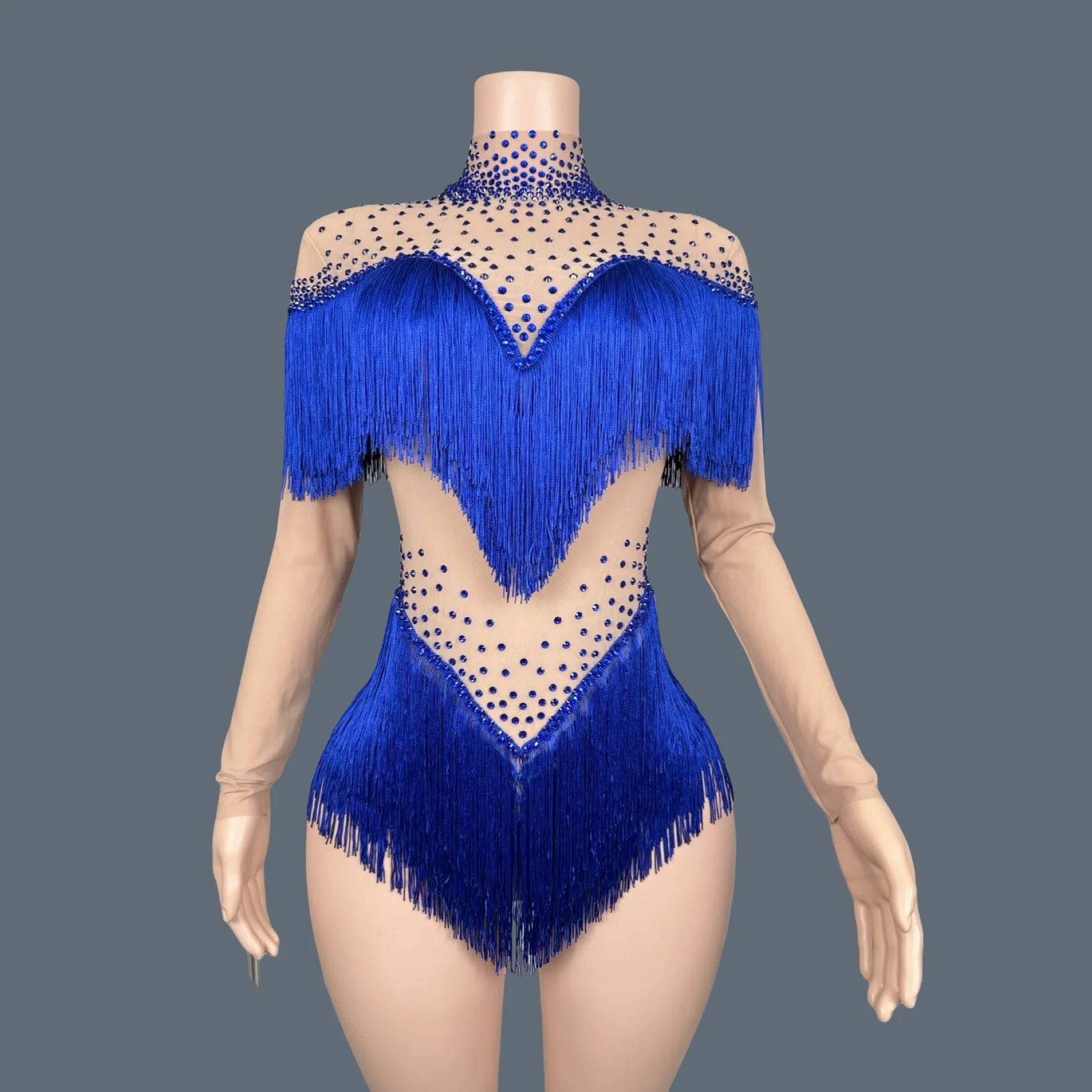 Women Sexy Sparkly Rhinestones Tassels Bodysuit Party Performance Dance Costume Bar Dancer Stage Wear Nightclub Outfit