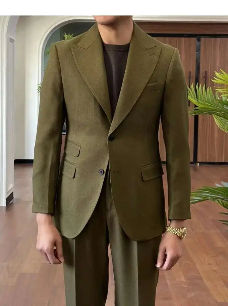 Business Dress Suit Wedding Suit for Men Versatile Casual Office Party Prom Costume Homme Green Men Tuxedo Suit