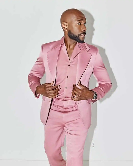 Bright Wedding Tuxedos  2 Pcs Notched Lapel Groom Suit Trim Fit Single Breasted Jacket Pants Evening Party Outfits Customized