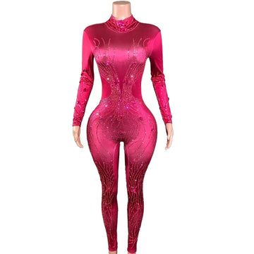 Sparkly Rhinestone Jumpsuit for Women Sexy Performance Dance Costume Singer Dancer Show Stage Wear Nightclub Outfit