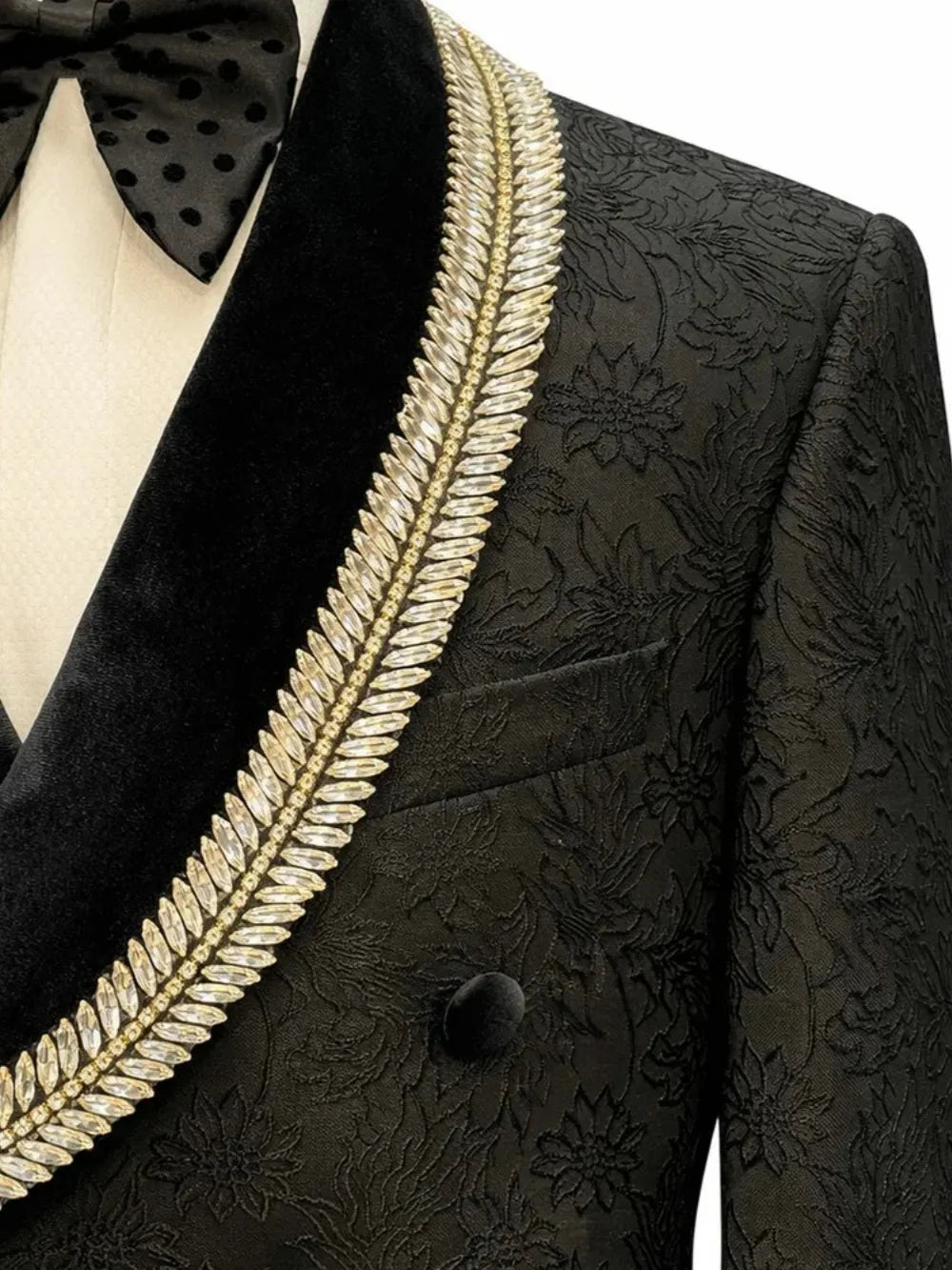 Fashion Wedding Tuxedos Jacquard 2 Pcs Jacket Pants Men Suit Classic Crystal Double Breasted Evening Business Blazer Customized