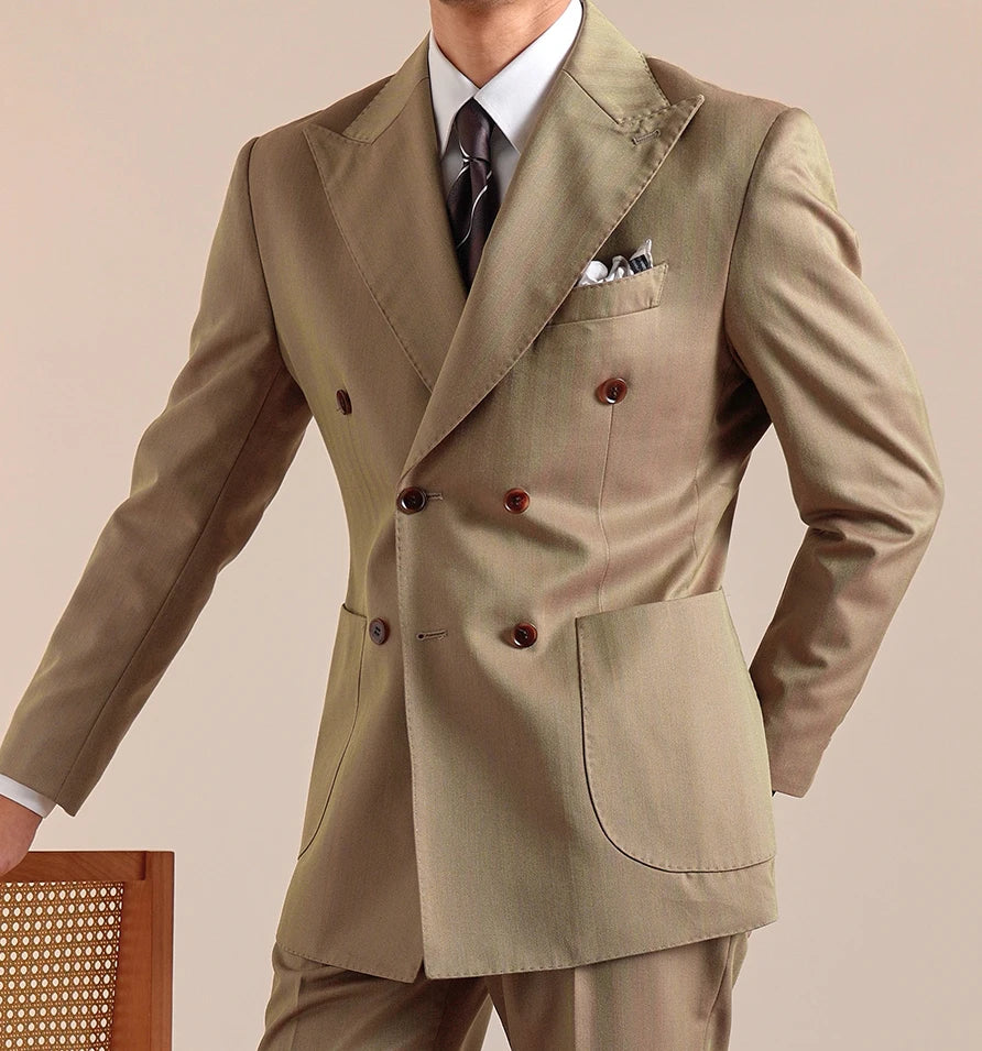 Italian Style Double Breasted Blazer Men Masculino Slim Fit Blazer Hombre Lapel Collar Casual Business Jacket Men Blazer