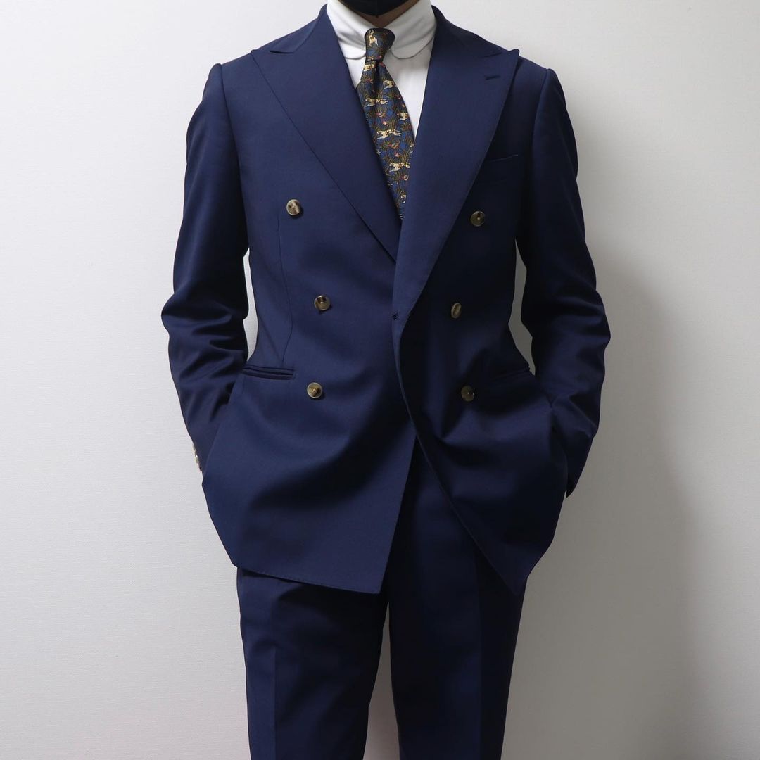 Costume homme bleu foncé 3 pièces slim sur mesure mode croisé blazer pantalon formel mariage affaires bal décontracté sur mesure 
