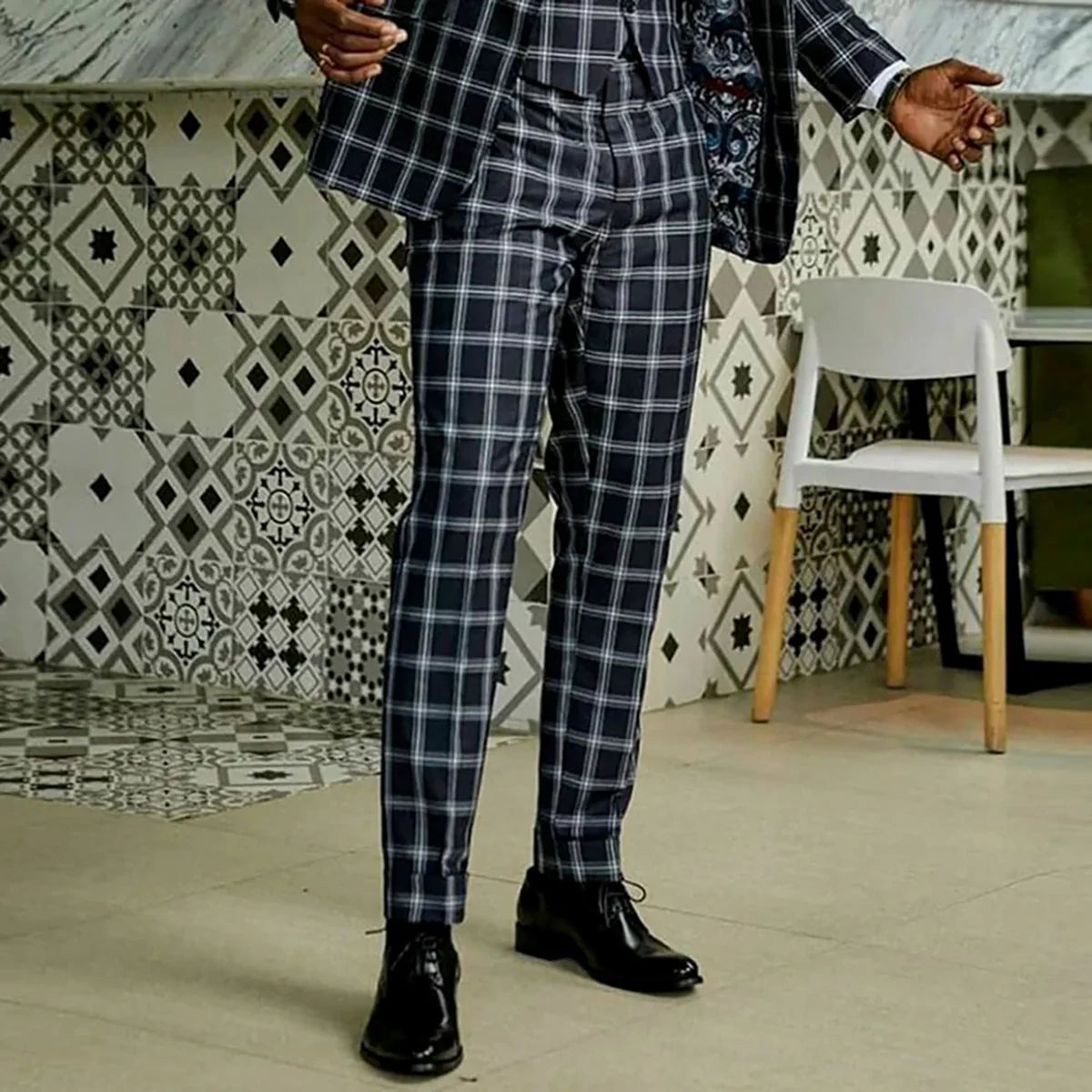 Classic Plaid Groom Men Wedding Tuxedos 3 Pieces Outfits Costume Homme Mariage Party Prom Blazer Wear
