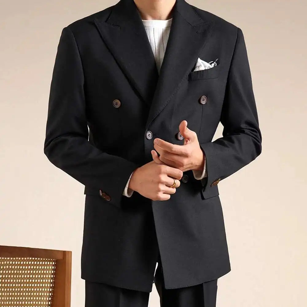 Double Breasted Wedding Suit Men Tuxedo Suit Smoking Homme Mariage Traje Novio Wool Italian Blazers Suit for Men's Business
