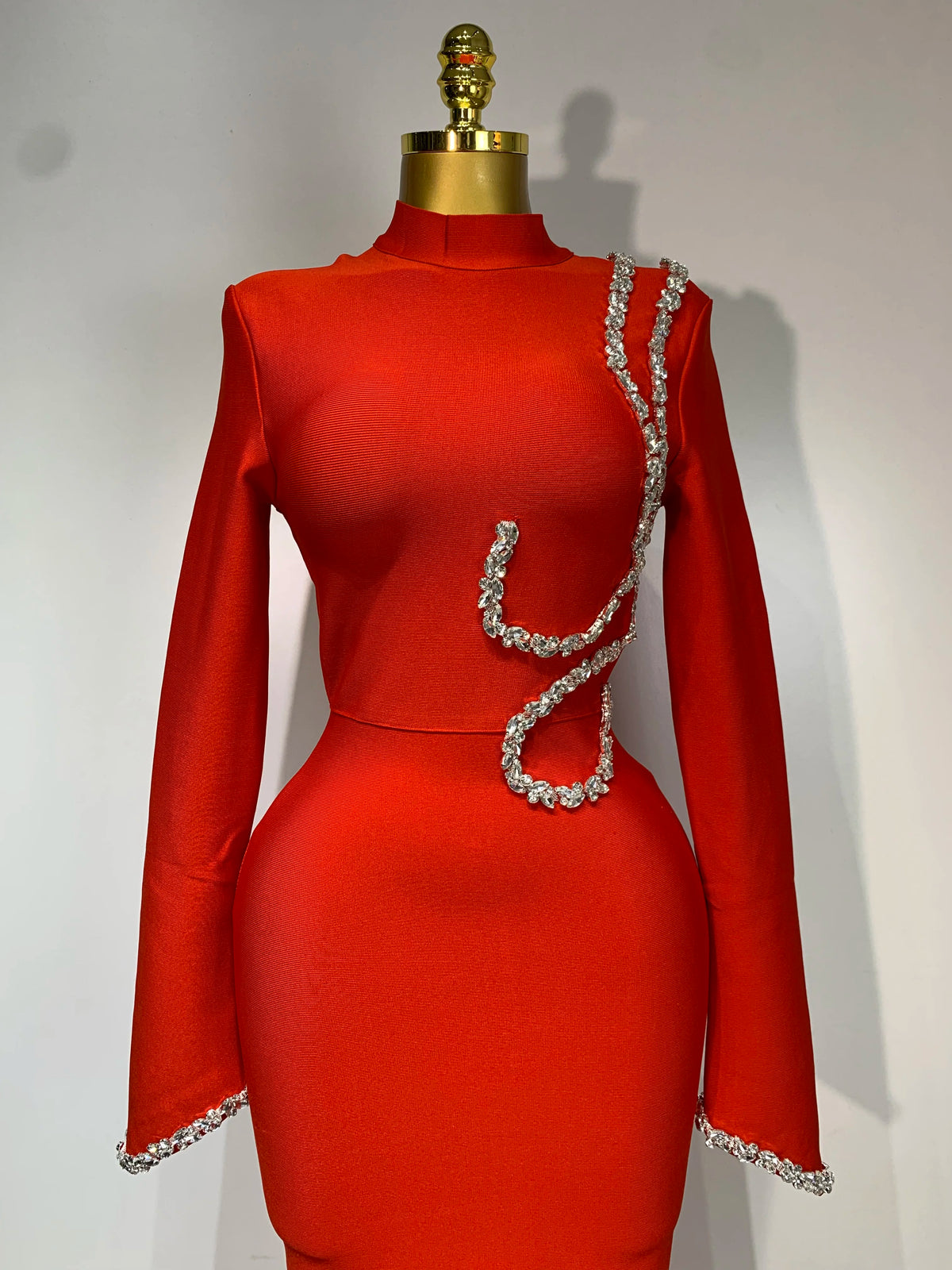 Women Sexy Long Sleeve Diamonds Maxi Long Bodycon Bandage Dress Celebrity Elegant Evening Party Luxury Birthday Dresses