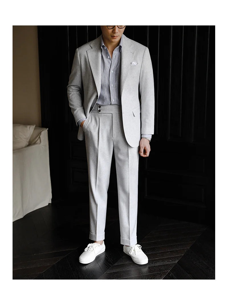 Wedding Suits For Men Solid Color Business Formal Casual Dress Suits 2 Pieces Office Work Party Prom Costume Homme