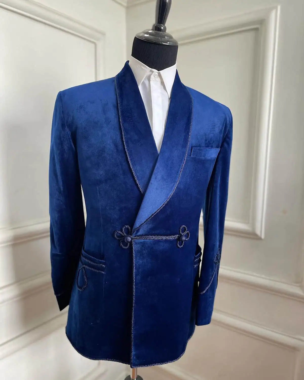 Bright Wedding Tuxedos Velvet 1 Piece Set Jacket Groom Suit Classic Fit Double Breasted  Evening Party Outfits Customized
