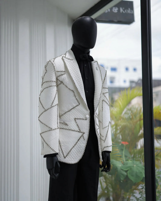 Modern Men's Suit Peaked Lapel Tailor-Made 2 Pieces Set Jacket Rhinestone Blazer Air Cotton One Button Customized Coat Pants