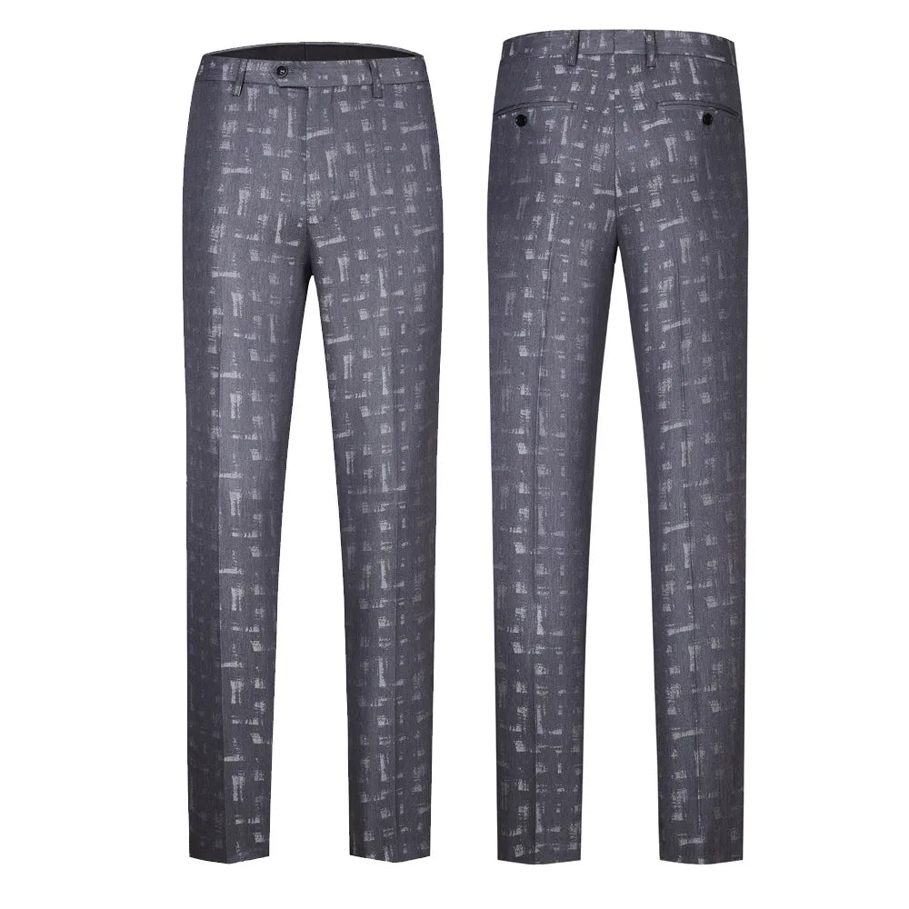 Men's Suit Double-breasted British Style Business Suit Hidden Flower Two-piece Suit