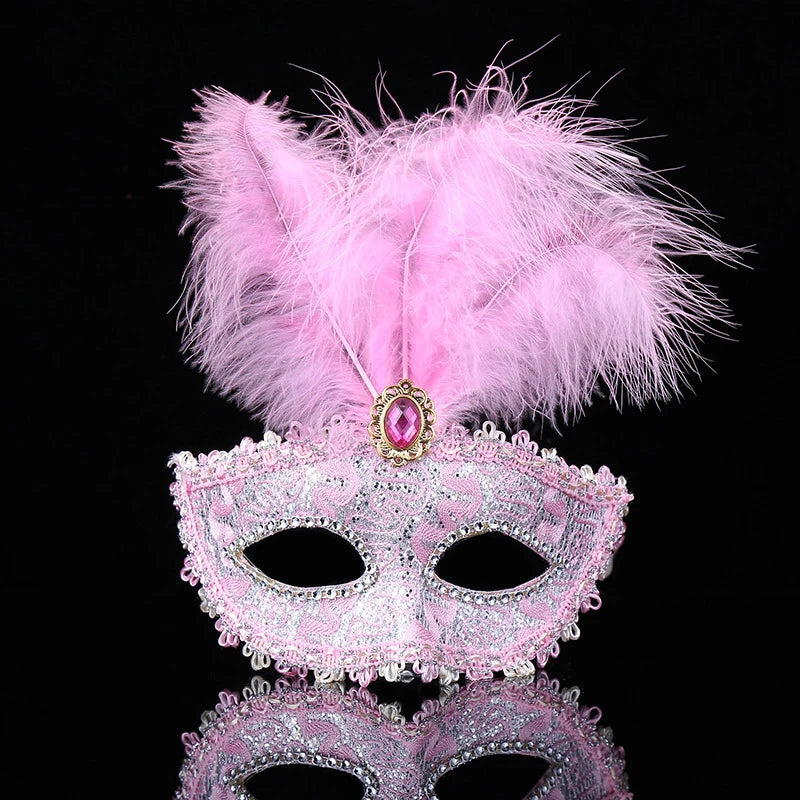 Party Mask Women Masquerade Luxury Peacock Feathers Half Face Mask Cosplay Costume